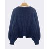 image:imageCHARTOU Womens Tie Front Cropped Cardigan Chunky Knit Cute Y2k Bow Cardigan Sweater Long Sleeve Outwear TopsNavy