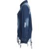 image:imageCHARTOU Womens Trendy Ripped Frayed Raw Hem Hippie Button Down Denim Shirt JacketDark Blue