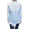 image:imageCHARTOU Womens Trendy Ripped Frayed Raw Hem Hippie Button Down Denim Shirt JacketLight Blue