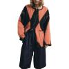 image:imageCHARTOU Diamond Checkered Cardigan Sweaters for Women Trendy Button Down Oversized Crewneck Cardigans CoatDiamond
