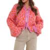 image:imageCHARTOU Front Tie Cardigan Sweaters for Women Vintage Leopard Print Knot Bow Cropped Sweater Outfits FallOrange