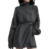 image:imageCHARTOU Women 2 Piece Cropped Sweater Short Dress Suit Fall Turtleneck Jumper Belt Vest Dress Matching SetsDark Grey
