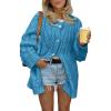 image:imageCHARTOU Women Chunky Cable Knit Cardigan Sweaters Button Up Loose Warm Sweater CoatsBlue