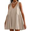 image:imageCHARTOU Women Comfy V Neck Sleeveless Ruffle Tunic Shirt Babydoll Mini DressApricot