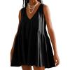 image:imageCHARTOU Women Comfy V Neck Sleeveless Ruffle Tunic Shirt Babydoll Mini DressBlack