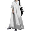 image:imageCHARTOU Women Long Sleeve Maxi Dress Ruffle Flowy Shirt Dress Oversize Tunic Dress A Line Beach Plus SizeWhite