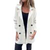 image:imageCHARTOU Women Notch Lapel Knit Patchwork Sleeve Coat Winter Buttons DoubleSized Wool Blend PeacoatCream