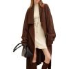image:imageCHARTOU Women Open Front Long Cardigan Sweater Fall Slouchy Oversized Lapel Shawl Collar Overcoat Warm KnitwearCoffee