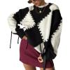 image:imageCHARTOU Women Oversized Y2k Contrast Color Diamond Rib Knit Pullover Sweater Jumper with Drawstring BindingBlack