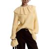 image:imageCHARTOU Women Ruffle Peplum Fuzzy Pullover Sweater Fall Casual Crewneck Long Sleeve Knit Jumper TopsYellow