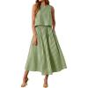 image:imageCHARTOU Women Striped Two Pieces Skirt Sets Summer Sleeveless Tank Top Elastic Waist Maxi Skirt Matching Lounge SetsArmy Green