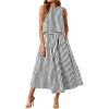 image:imageCHARTOU Women Striped Two Pieces Skirt Sets Summer Sleeveless Tank Top Elastic Waist Maxi Skirt Matching Lounge SetsBlack