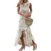 image:imageCHARTOU Women Two Pieces Skirt Sets Summer Cut Out HiLow Crochet Knit Long DressesApricot