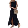 image:imageCHARTOU Women Two Pieces Skirt Sets Summer Cut Out HiLow Crochet Knit Long DressesBlack