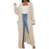 image:imageCHARTOU Womens 2023 Fall Chunky Cable Knit Long Sleeve Open Front Cardigan SweaterBeige