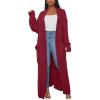 image:imageCHARTOU Womens 2023 Fall Chunky Cable Knit Long Sleeve Open Front Cardigan SweaterWine