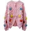 image:imageCHARTOU Womens 2023 Fall Winter Open Front Cardigan 3D Posy PomPom Knit Sweater TopsPink
