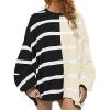 image:imageCHARTOU Womens Boyfriend Oversized Sweatshirt Striped Pullover Hoodies Loose Y2K Knit Outwears Fall OutfitsBlack Apricot