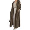image:imageCHARTOU Womens Casual Lightweight Cotton Linen Long Sleeve Oversized Trench CoatCoffee