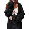 image:imageCHARTOU Womens Chunky Knitted Basket Weave Long Sleeve Open Front Cardigan Sweater TopsBlack