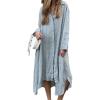 image:imageCHARTOU Womens Cotton Linen Shirt Dress Long Sleeve Summer Casual Button Down Oversized Coverup Beach DressBlue