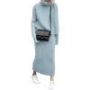 image:imageCHARTOU Womens Elegant Stacked Cowl Collar RibKnit 2 Pieces Pencil Sweater Skirt SetsBlue