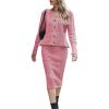image:imageCHARTOU Womens Fall Chunky Cable Knit Bodycon Skirt 2 Piece Outfit Sweater SetPink