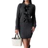 image:imageCHARTOU Womens Fall Skirt 2 Piece Sweater Set Cropped Cardigan Cable Knit Mini Skirt Dressy Outfits OutwearDark Grey