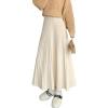 image:imageCHARTOU Womens Fall Winter High Waist Pleated ALine Maxi Long Knit Sweater SkirtApricot