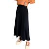 image:imageCHARTOU Womens Fall Winter High Waist Pleated ALine Maxi Long Knit Sweater SkirtBlack