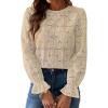 image:imageCHARTOU Womens Lace Eyelet Long Sleeve Tops Shirt Dressy Boho Floral Hollow Out Crochet Beach Blouses SummerApricot
