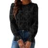 image:imageCHARTOU Womens Lace Eyelet Long Sleeve Tops Shirt Dressy Boho Floral Hollow Out Crochet Beach Blouses SummerBlack