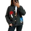 image:imageCHARTOU Womens Oversized Cardigan Fall Knit Short Button Up Sweater Cute Mushroom Long Sleeve TopsGrey