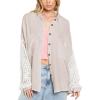 image:imageCHARTOU Womens Oversized Lace Crochet Patchwork Button Down Long Sleeve Blouse ShirtApricot