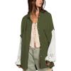 image:imageCHARTOU Womens Oversized Lace Crochet Patchwork Button Down Long Sleeve Blouse ShirtArmy Green