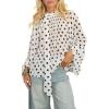 image:imageCHARTOU Womens Polka Dot Chiffon Blouse Dressy Bow Tie Loose Lantern Sleeve SemiSheer Shirt Summer Top 2026White