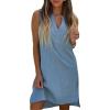 image:imageCHARTOU Womens Summer Sleeveless Mid Long Shift Dress Linen Tunic Lightweight Henley Shirt DressBlue