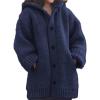 image:imageCHARTOU Womens Winter Hoodies Oversized Chunky Knit Cardigan Sweater OutwearNavy
