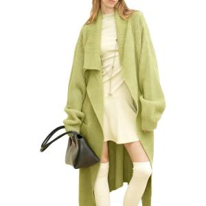 image:imageCHARTOU Women Open Front Long Cardigan Sweater Fall Slouchy Oversized Lapel Shawl Collar Overcoat Warm KnitwearGreen