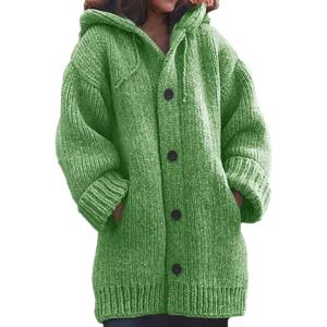 image:imageCHARTOU Womens Winter Hoodies Oversized Chunky Knit Cardigan Sweater OutwearGreen