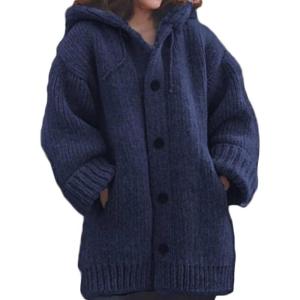 image:imageCHARTOU Womens Winter Hoodies Oversized Chunky Knit Cardigan Sweater OutwearNavy