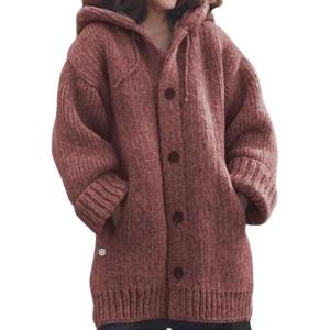 image:imageCHARTOU Womens Winter Hoodies Oversized Chunky Knit Cardigan Sweater OutwearWine Red