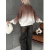 image:imageCHARTOU Fall Slouchy Fringe Crewneck Cardigan Sweaters for Women Fashion Rib Knit Frayed Pullover SweatshirtCoffee