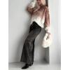 image:imageCHARTOU Fall Slouchy Fringe Crewneck Cardigan Sweaters for Women Fashion Rib Knit Frayed Pullover SweatshirtCoffee