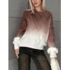 image:imageCHARTOU Fall Slouchy Fringe Crewneck Cardigan Sweaters for Women Fashion Rib Knit Frayed Pullover SweatshirtCoffee