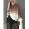 image:imageCHARTOU Fall Slouchy Fringe Crewneck Cardigan Sweaters for Women Fashion Rib Knit Frayed Pullover SweatshirtCoffee