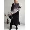 image:imageCHARTOU Fall Slouchy Fringe Crewneck Cardigan Sweaters for Women Fashion Rib Knit Frayed Pullover SweatshirtGrey