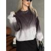 image:imageCHARTOU Fall Slouchy Fringe Crewneck Cardigan Sweaters for Women Fashion Rib Knit Frayed Pullover SweatshirtGrey