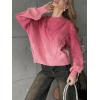 image:imageCHARTOU Fall Slouchy Fringe Crewneck Cardigan Sweaters for Women Fashion Rib Knit Frayed Pullover SweatshirtPink