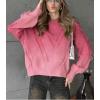 image:imageCHARTOU Fall Slouchy Fringe Crewneck Cardigan Sweaters for Women Fashion Rib Knit Frayed Pullover SweatshirtPink